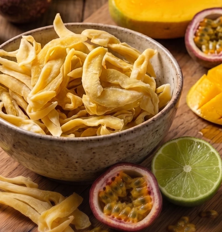 Młode suszone mango z sokiem z limonki i marakui
